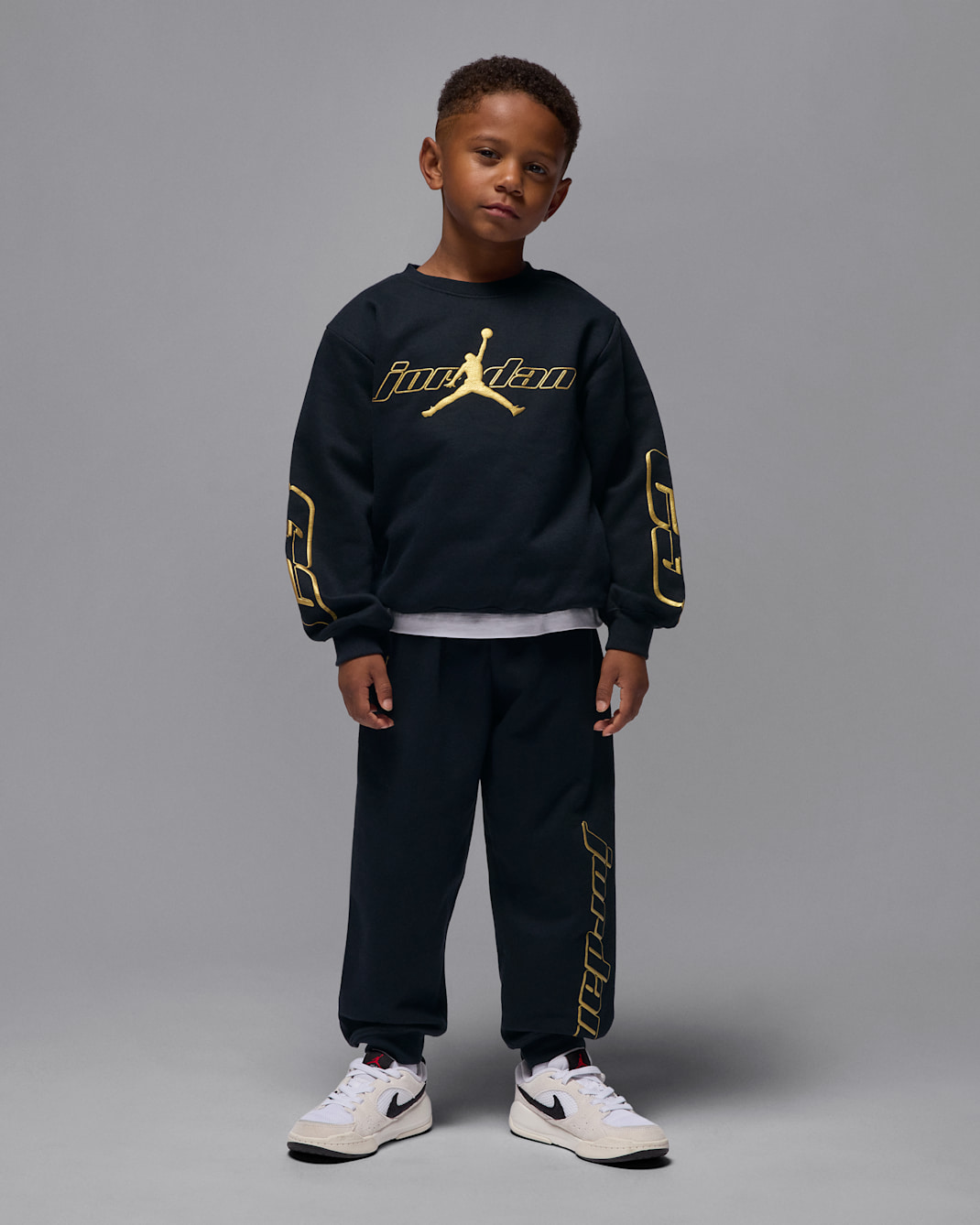 Dwuczęściowy zestaw dla małych dzieci z dzianinową bluzą Jordan Mountainside - Czerń