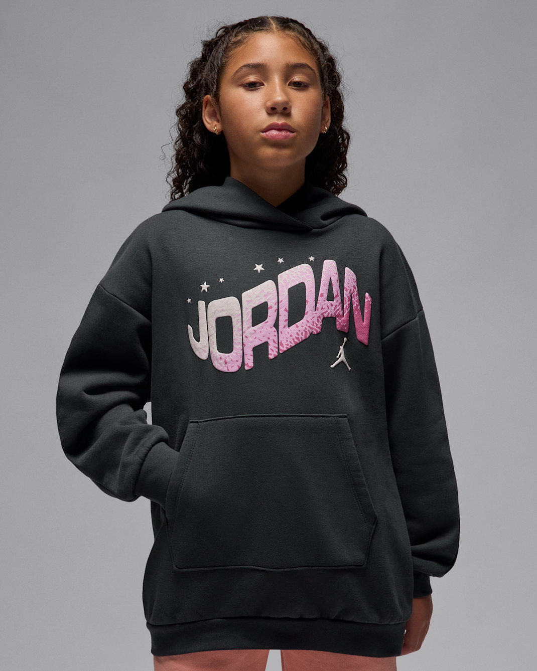 Jordan Jumpman Club Big Kids' Oversized Satin Pullover Hoodie - Off Noir