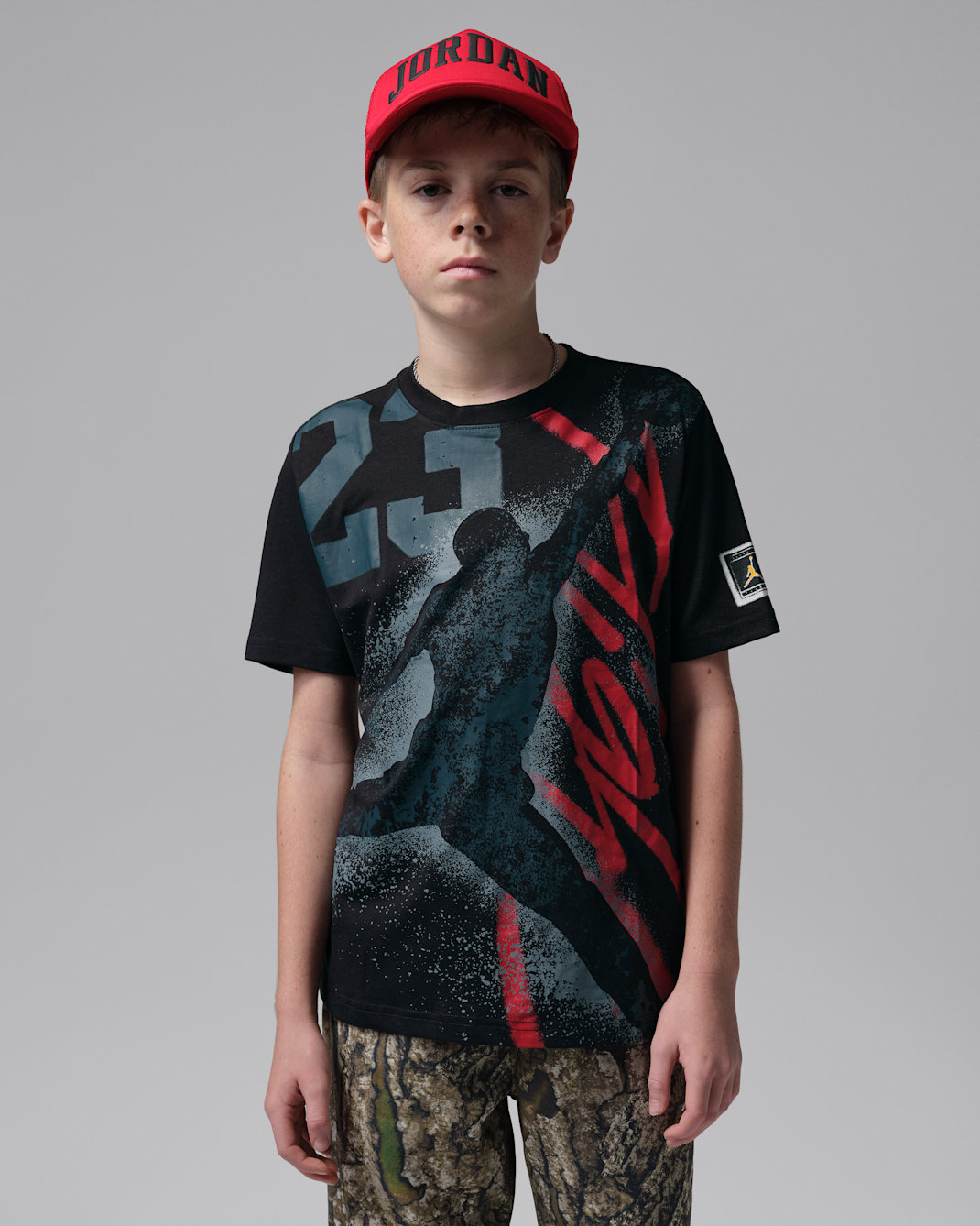 Playera Jumpman Stencil Splatter para niños talla grande Jordan - Negro