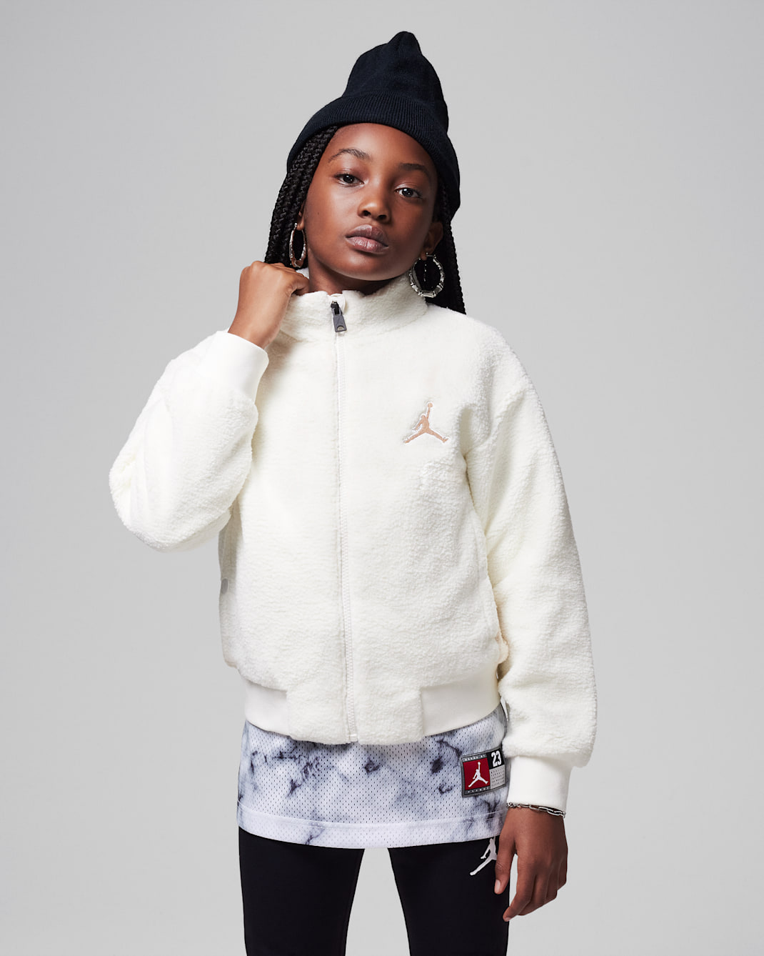 Chamarra Jumpman de pelo largo para niños talla grande Jordan - Vela