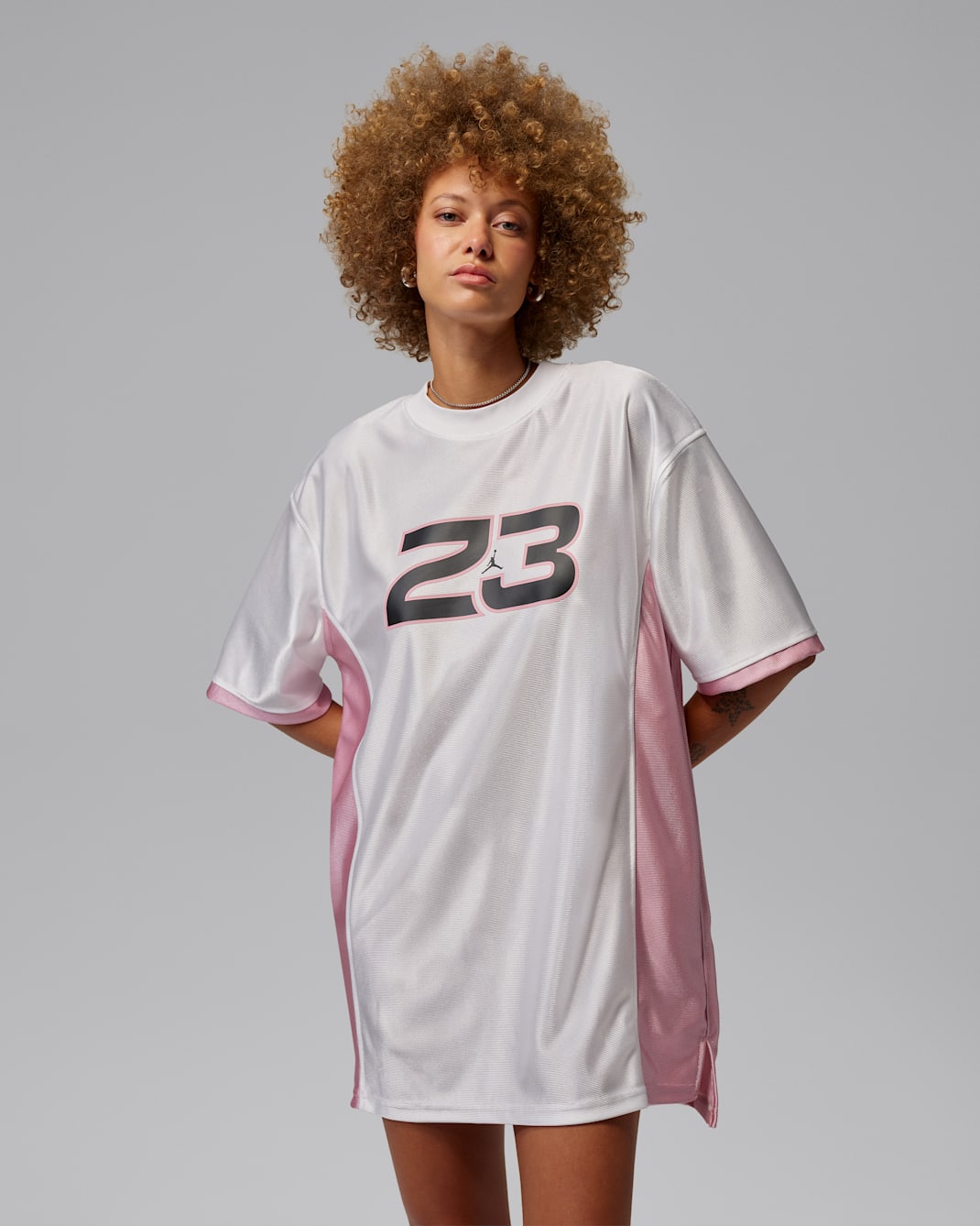 Jordan Brooklyn Women's Jersey Dress - White/Iced Carmine/Black