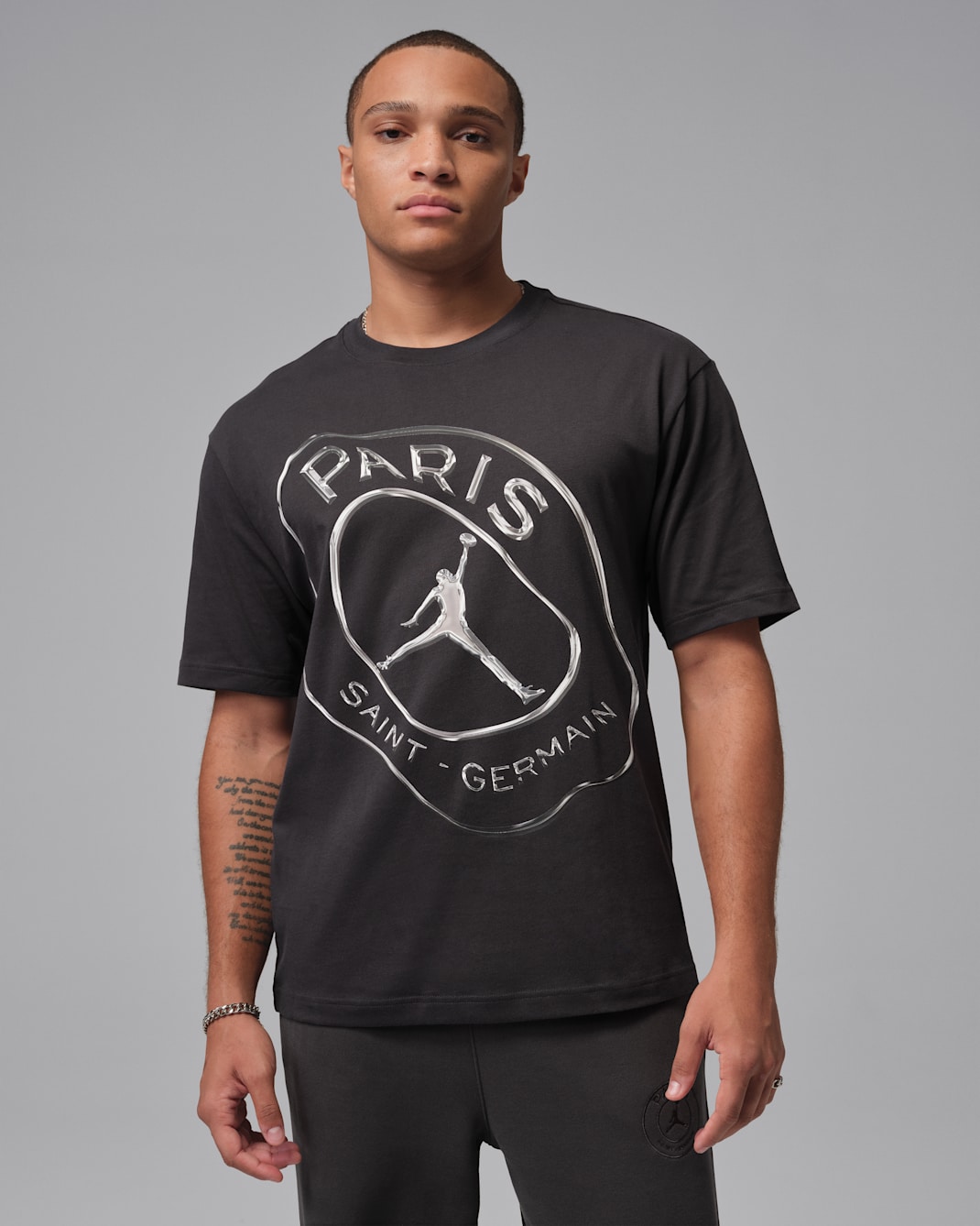 파리 생제르맹 남성 프랙티스 티셔츠 - 오일 그레이/화이트