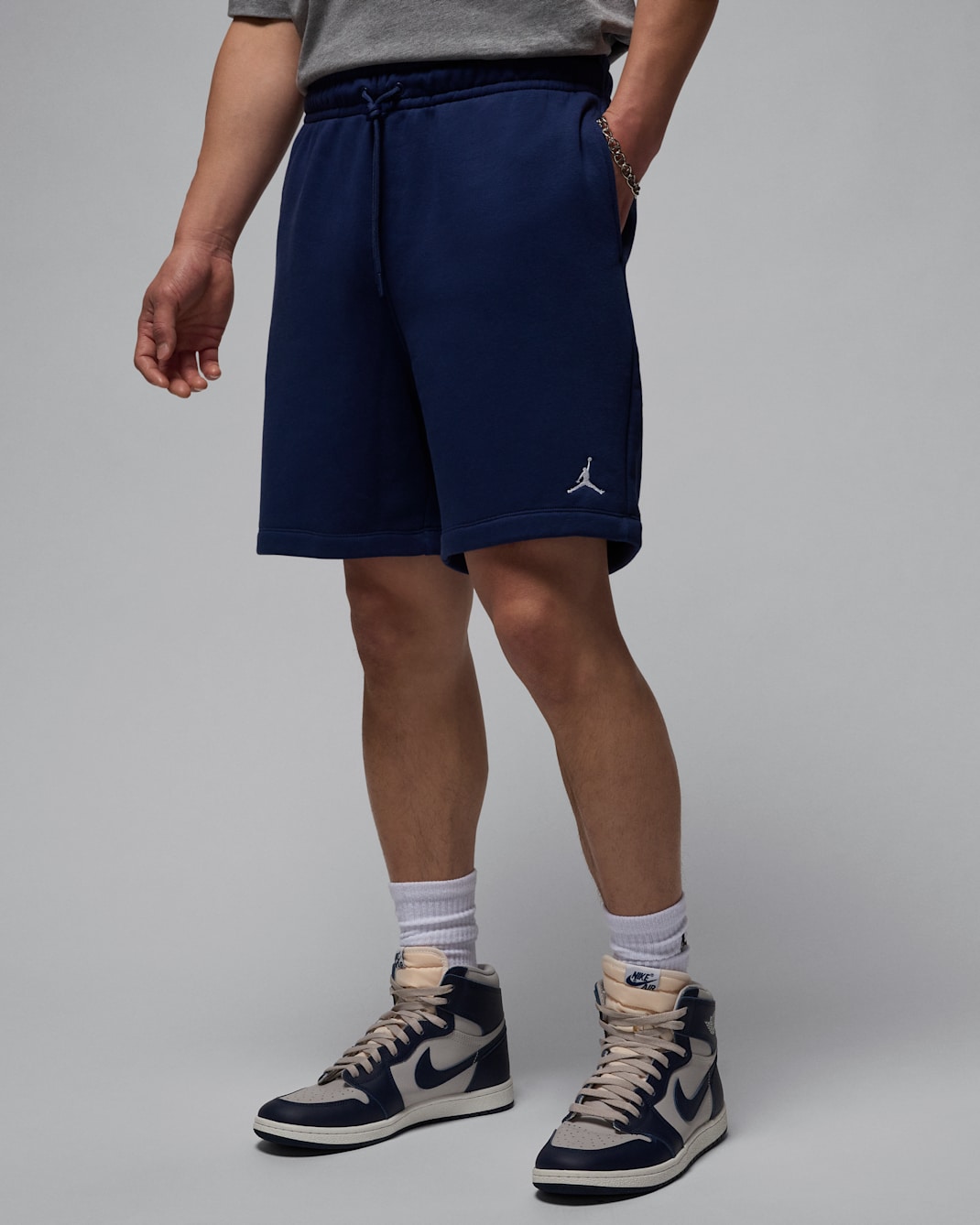 Jordan Brooklyn Fleece Men's Shorts - Midnight Navy/White