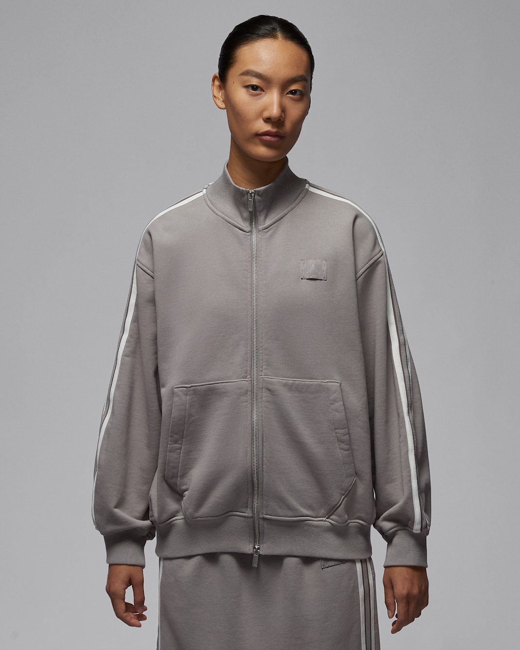 조던 플라이트 플리스 여성 프렌치 테리 풀집 재킷 - 이니그마 스톤/코블스톤