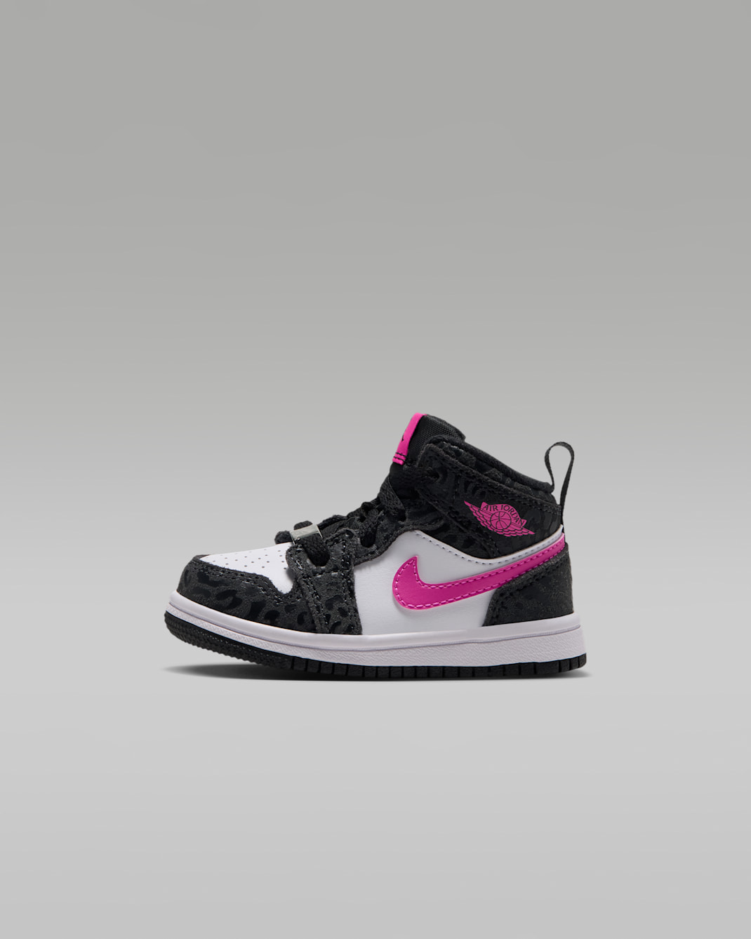 Tenis para bebé e infantil Jordan 1 Mid SE - Negro/Antracita/Blanco/Fucsia láser