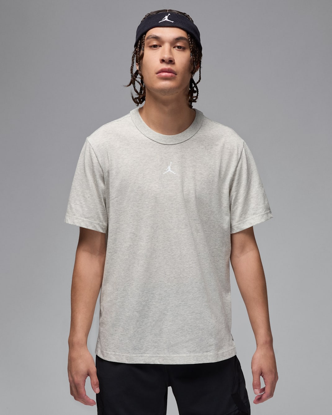 Jordan Sport Men's Dri-FIT Short-Sleeve Top - Grey Heather/White
