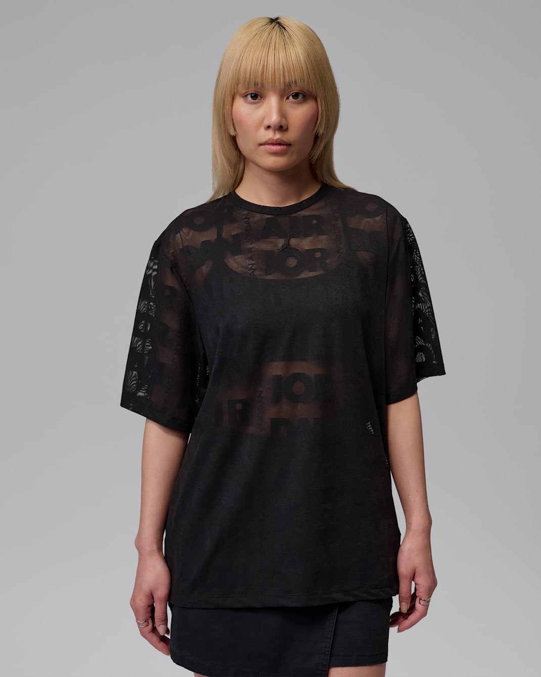 조던 플라이트 여성 오픈 니트 탑 - 블랙