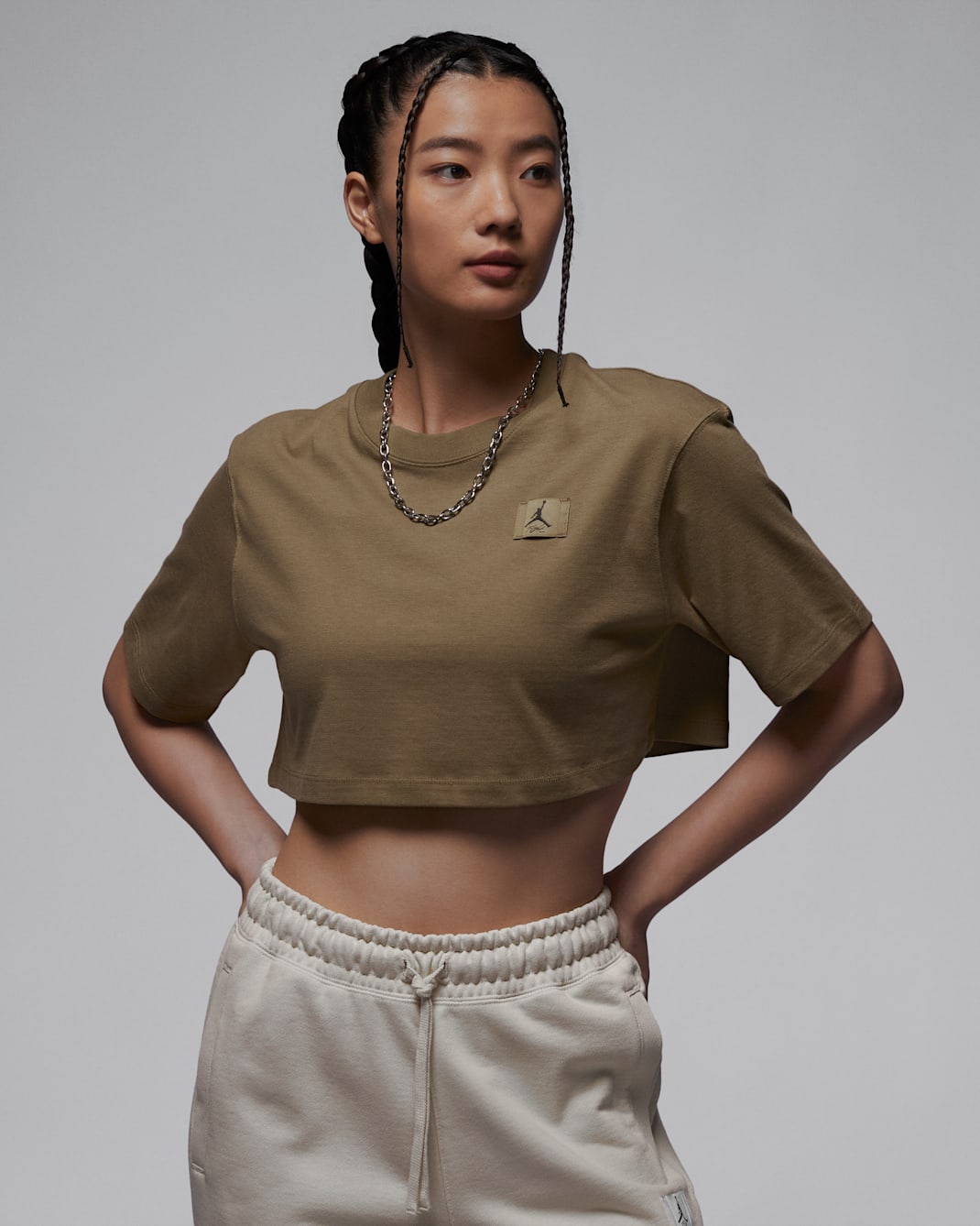 Jordan Sport Women's Cropped T-Shirt - Brown Kelp