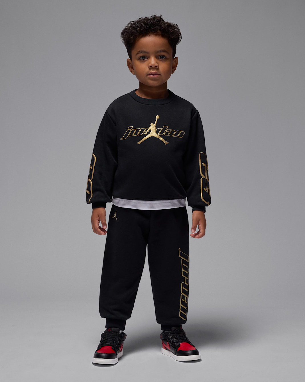 조던 마운틴사이드 베이비 투피스 플리스 크루 세트 - 블랙