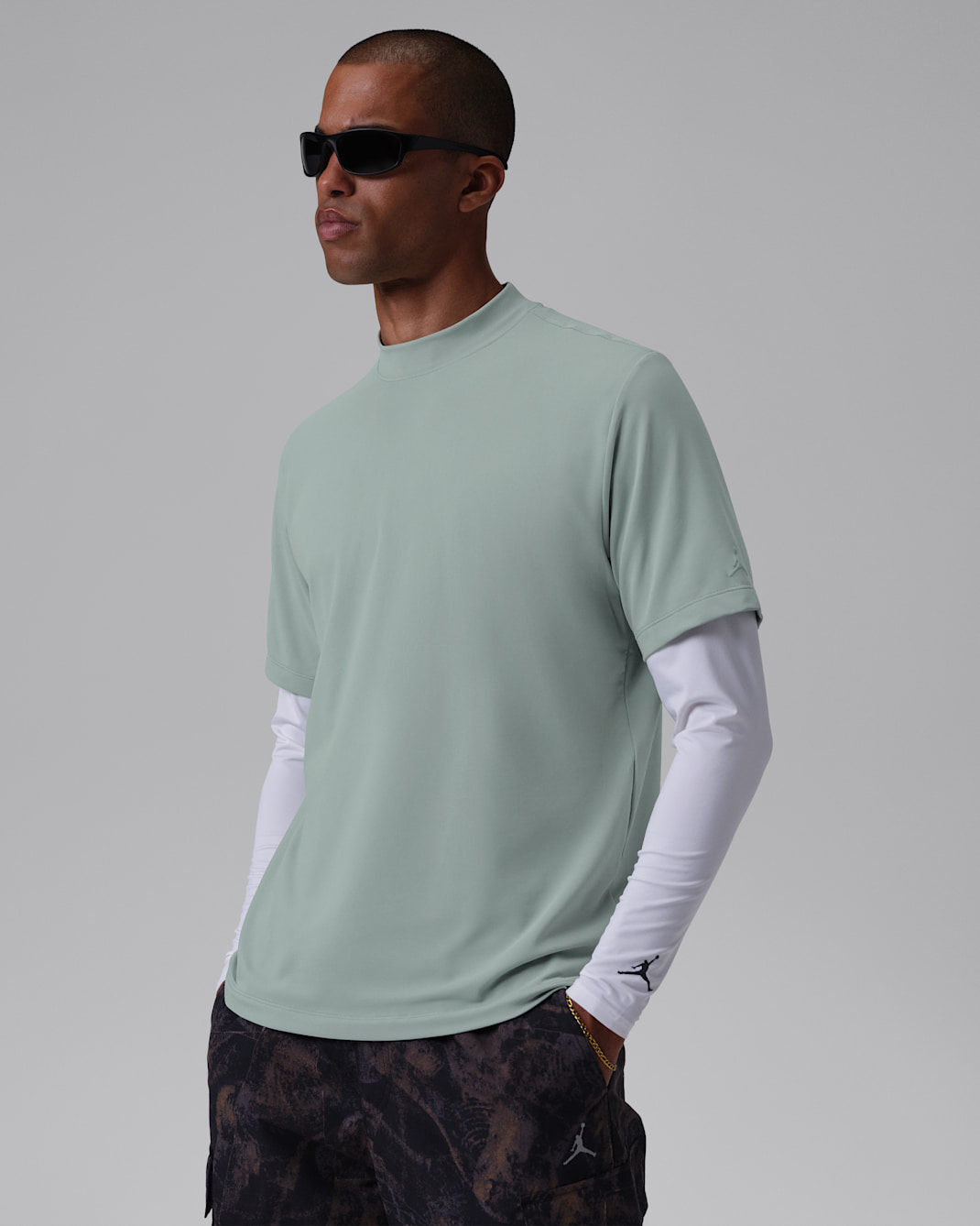 Jordan Sport Men's Mock-Neck Golf T-Shirt - Jade Smoke/Jade Smoke