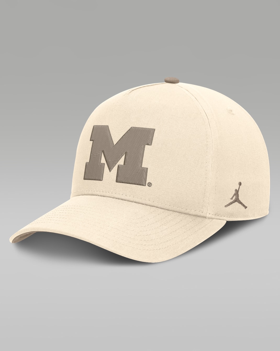 Michigan Natural Rise Men's Jordan Brand Dri-FIT College A-Frame Adjustable Hat - Natural/Khaki