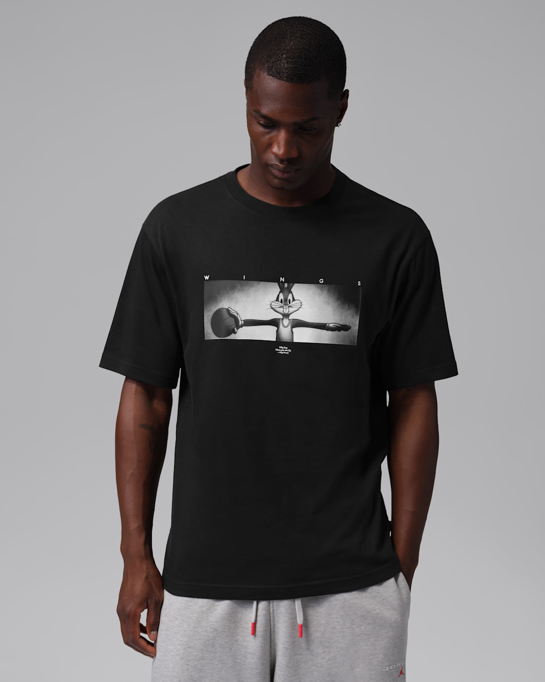 Jordan Brooklyn Space Jam Men's Wings Crew-Neck T-Shirt - Black/White