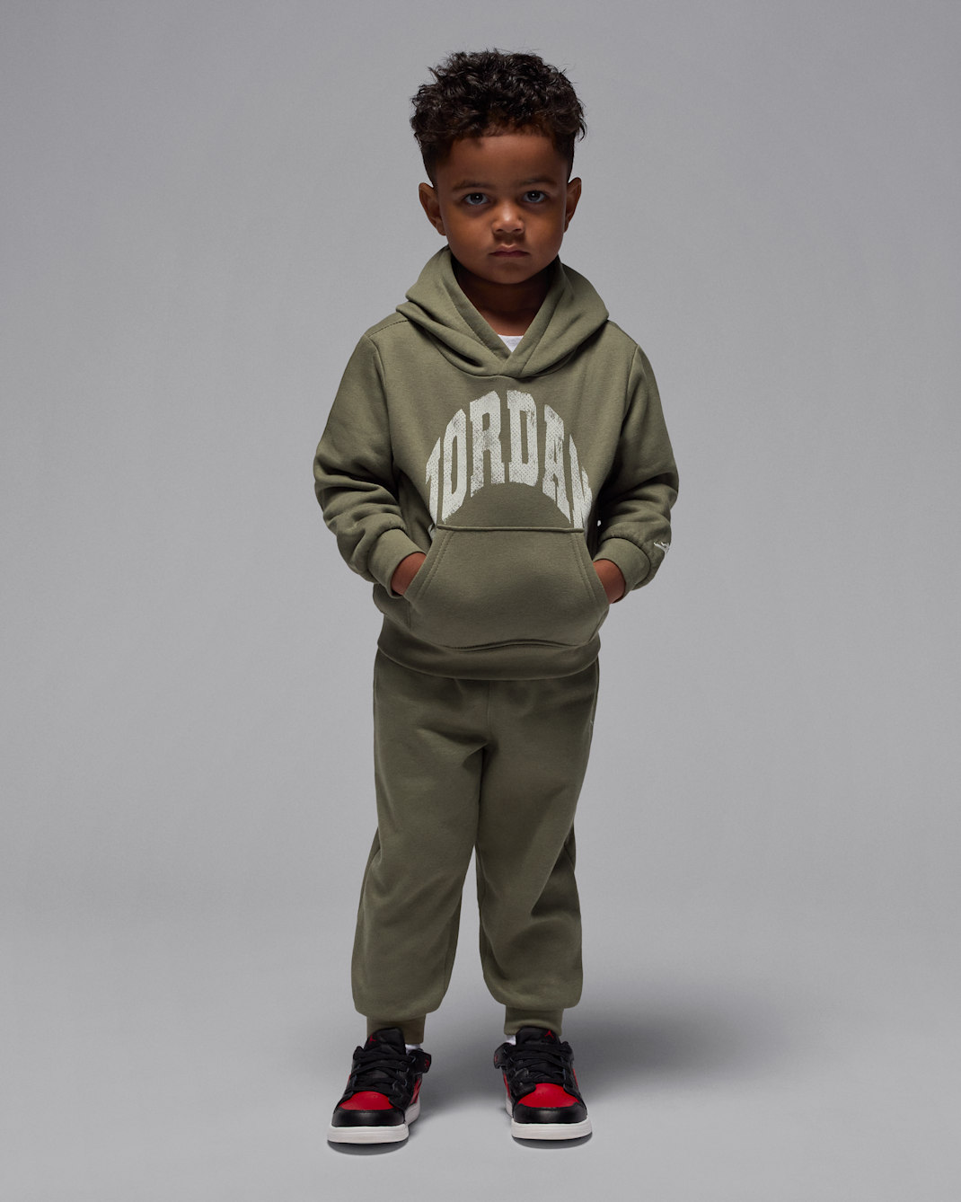 Conjunto de sudadera con gorro sin cierre con tejido Fleece de 2 piezas infantil Jordan MVP - Oliva medio