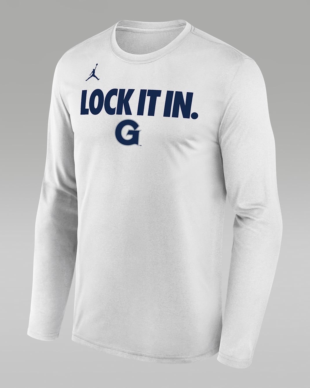 Georgetown 2026 On-Court Bench Men's Nike Dri-FIT College Long-Sleeve T-Shirt - White