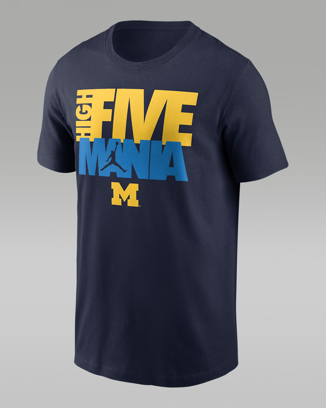 Playera universitaria Jordan para hombre Michigan Campus Local Madness - Azul marino