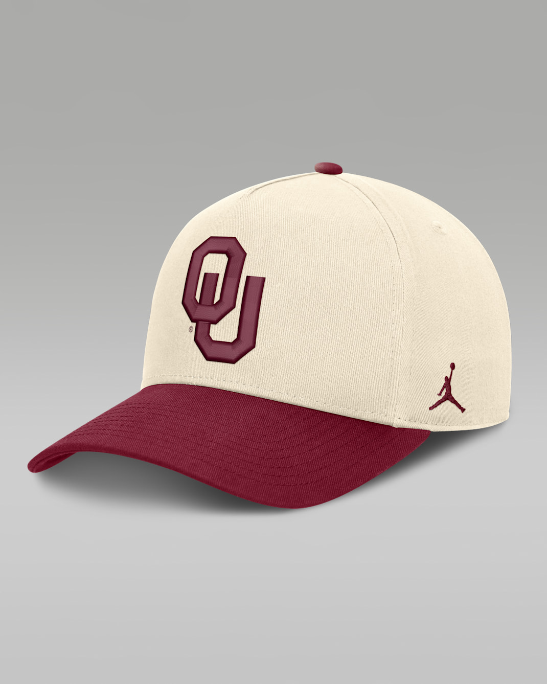 Oklahoma Campus Prep Rise Men's Jordan Brand College A-Frame Adjustable Hat - Natural/Crimson