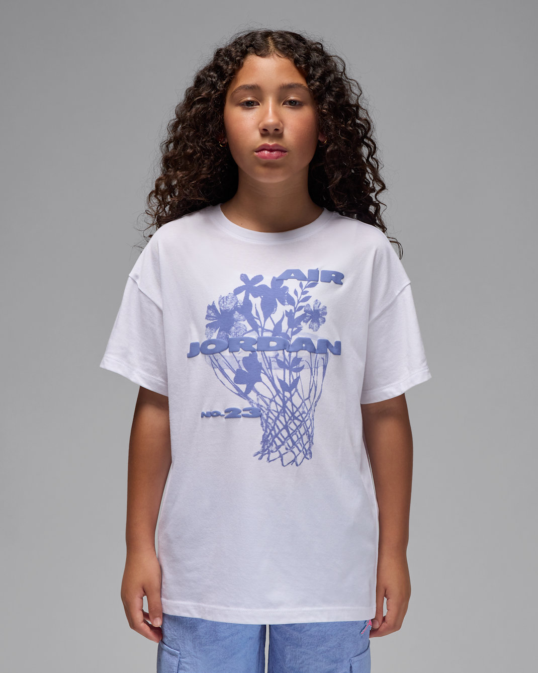 Playera 23 Flowers para niños talla grande Jordan - Blanco
