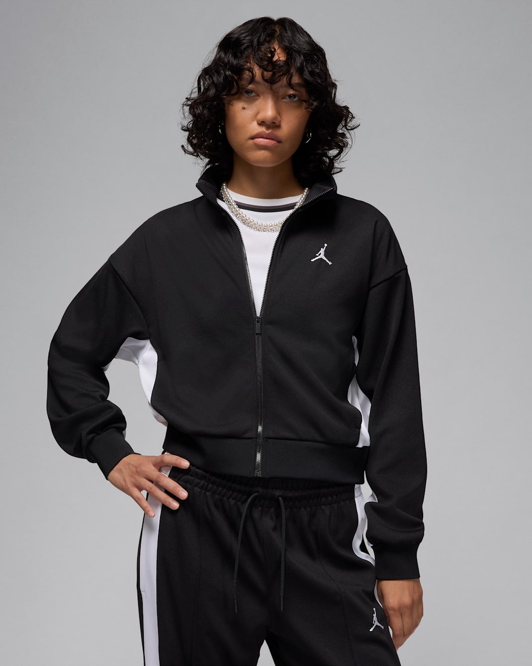 Jordan knit damesjack - Zwart/Wit/Wit