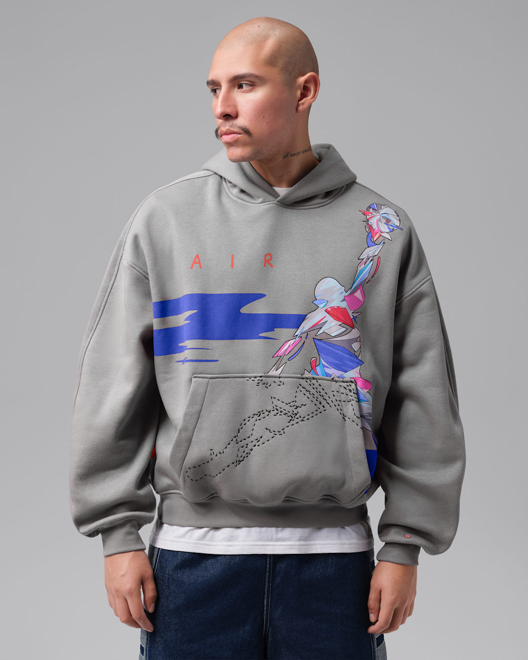 Jordan Brooklyn Men's Oversized Graphic Fleece Pullover Hoodie - Particle Grey
