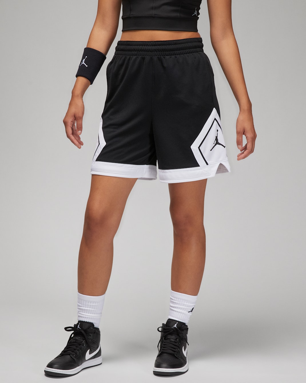 Short Diamond Jordan Sport pour femme - Noir/Blanc/Blanc/Noir