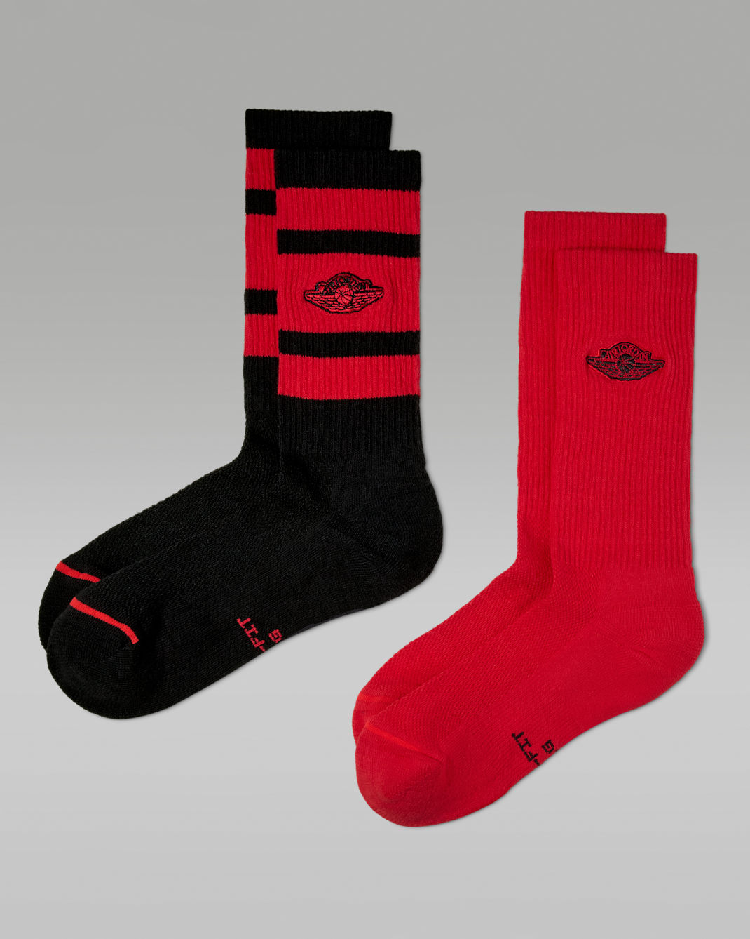 Jordan Everyday Elevated Crew Socks (2 Pairs) - Black/University Red/Black