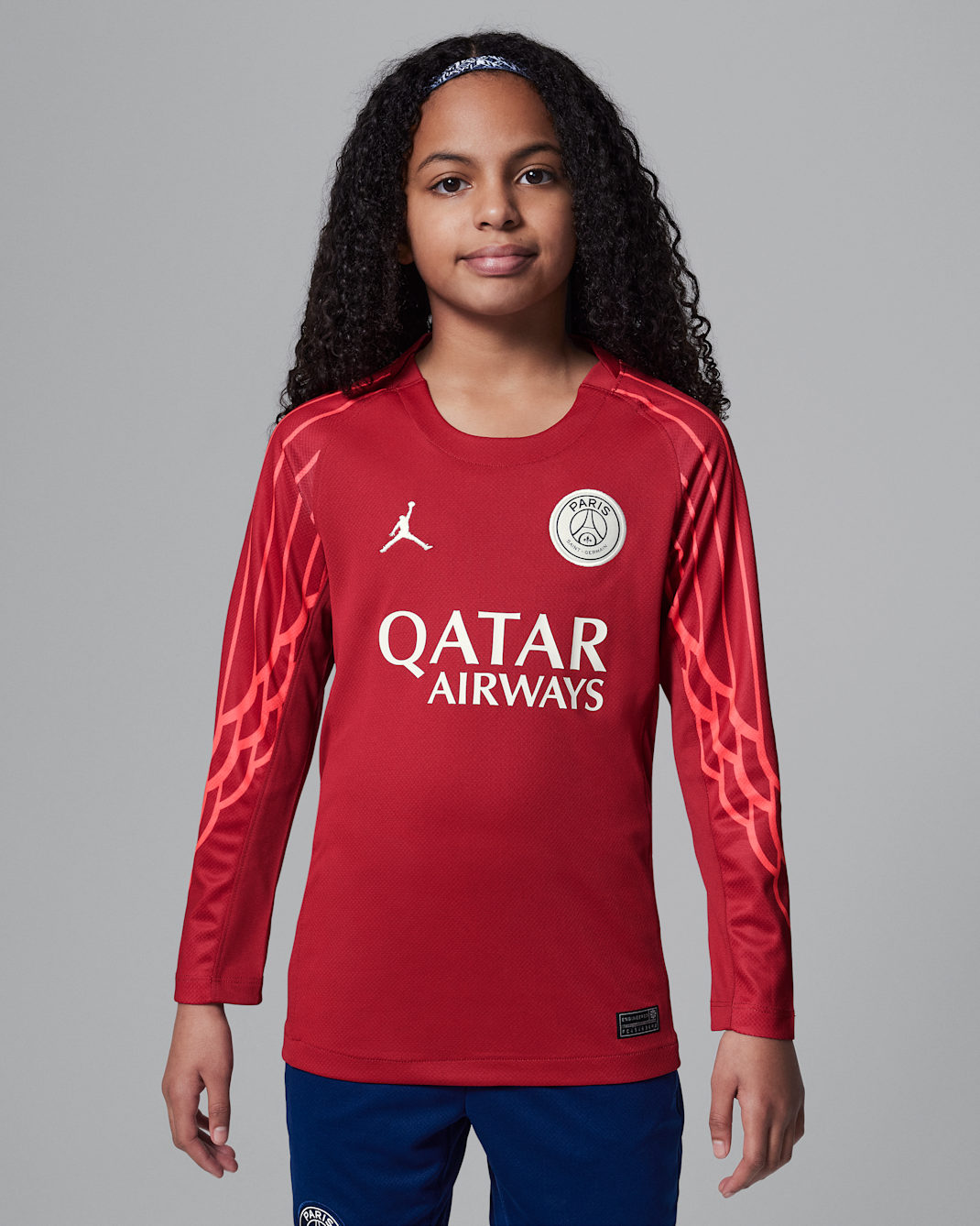 Paris Saint-Germain 2025 Stadium Goalkeeper Fourth Older Kids' Jordan Dri-FIT Football Replica Long-Sleeve Shirt - Wings Jordan Red/Laser Crimson/Phantom