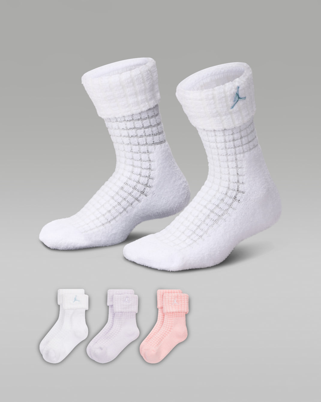 Jordan Big Kids' House Socks (3 Pairs) - Pink Bloom