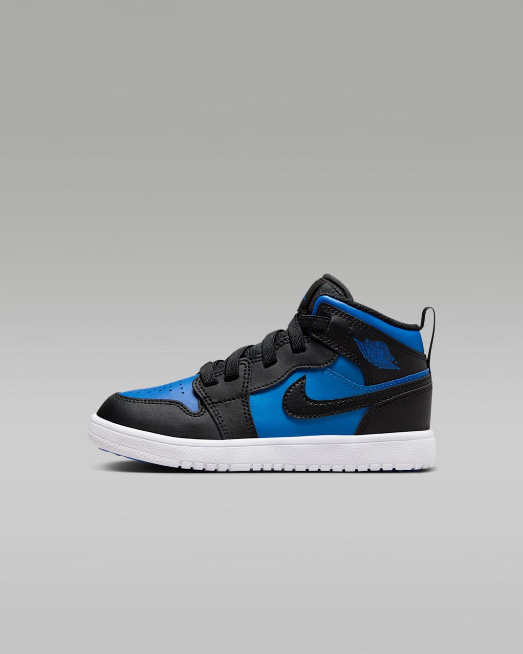 Jordan 1 Mid Alt Younger Kids' Shoes - Black/Black/White/Royal Blue