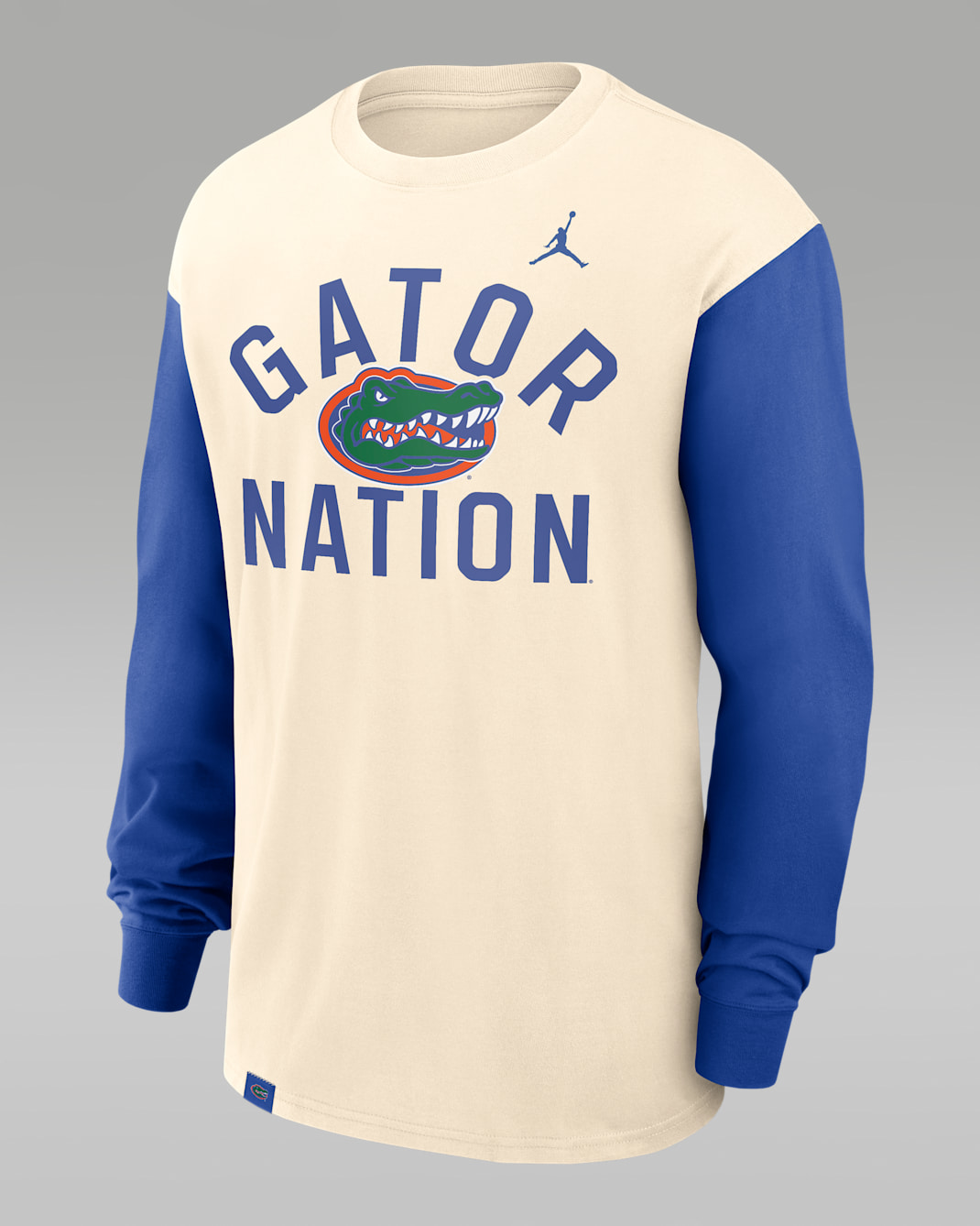 Playera de manga larga universitaria marca Jordan para hombre Florida Primetime Mantra Max90 - Natural