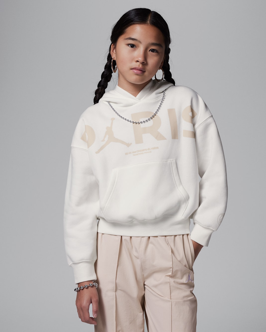 Sudadera con gorro sin cierre con gráfico Brooklyn Fleece para niños talla grande Jordan Paris Saint-Germain - Vela