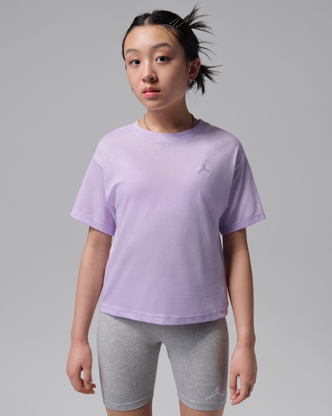 Jordan Brooklyn Essentials T-shirt met borduursel voor kleuters - Violet Mist