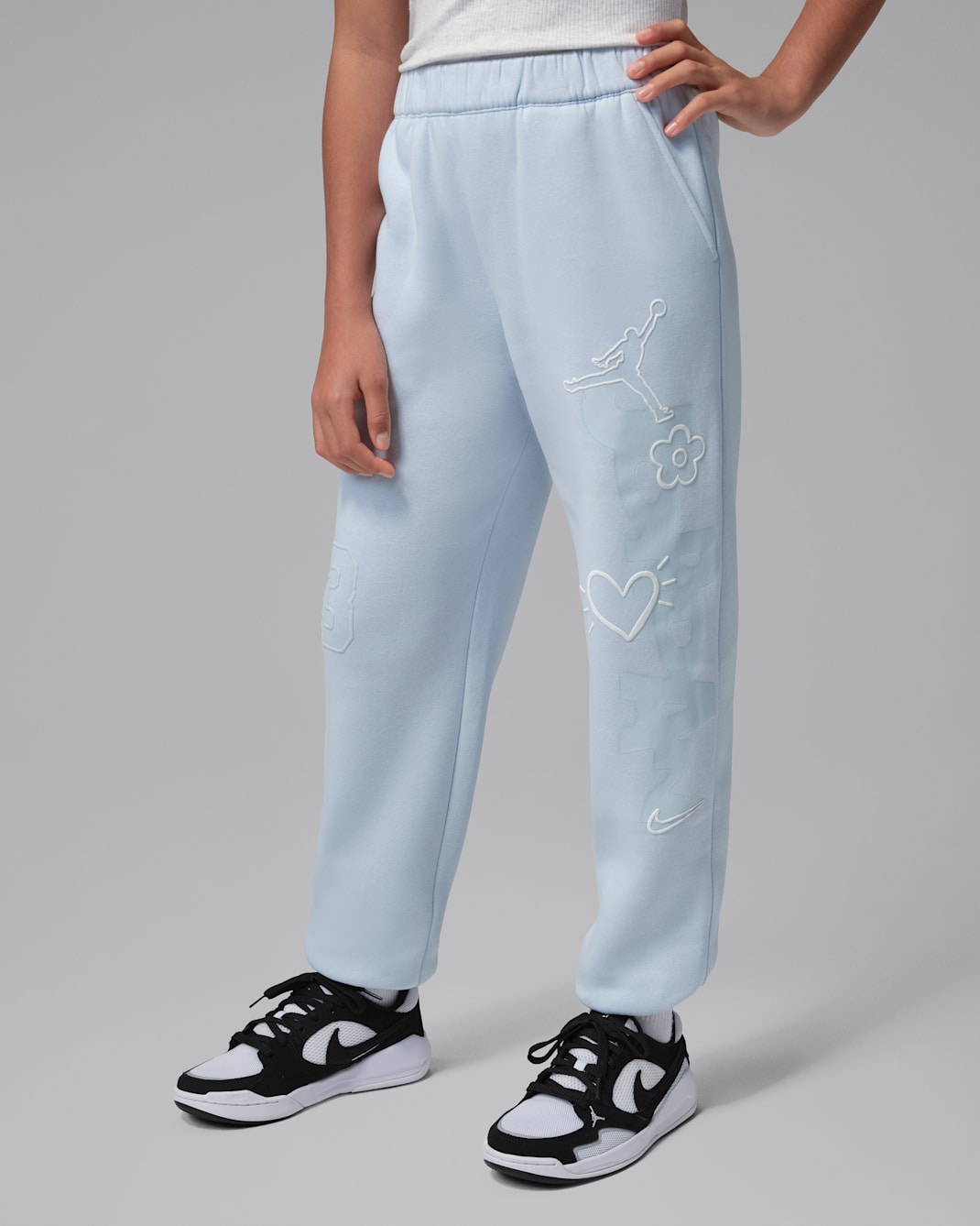 Jordan Big Kids' Love is in the Air Fleece Pants - Light Blue/White/White