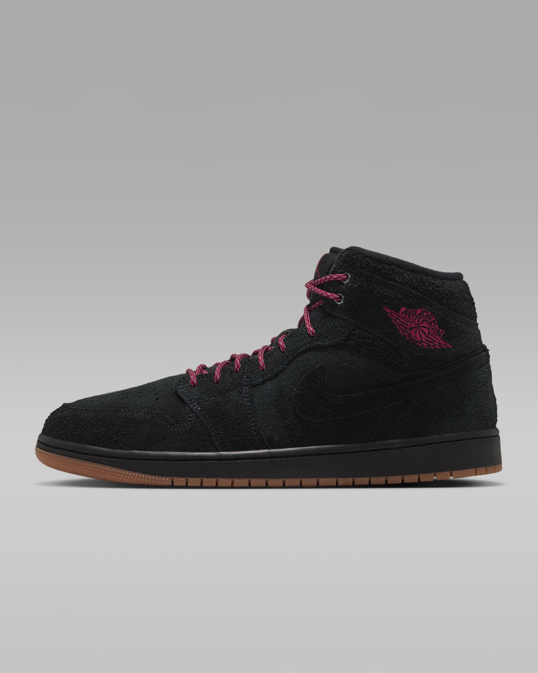 Air Jordan 1 Mid SE Men's Shoes - Black/Gum Medium Brown/Team Red