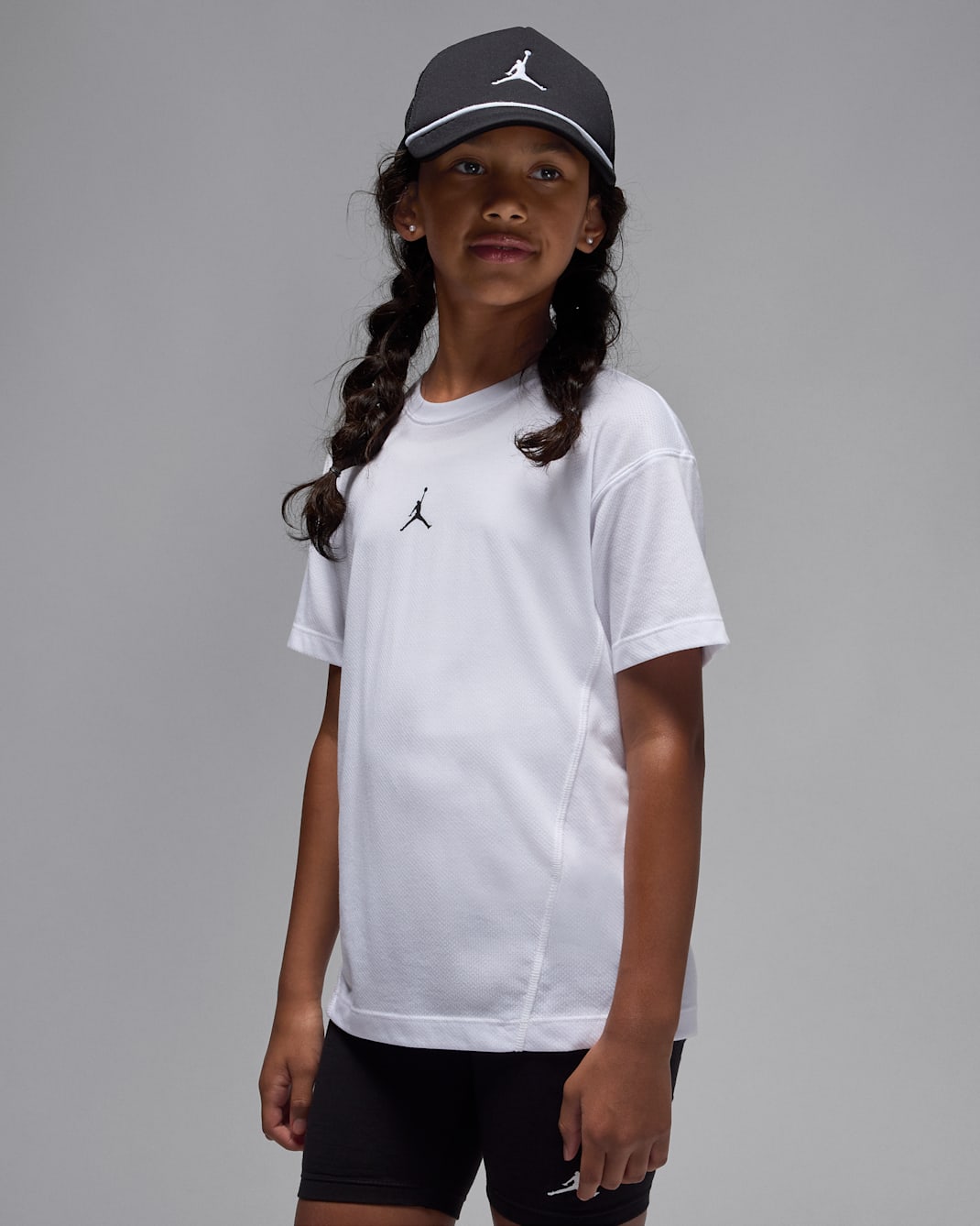 Jordan Sport Dri-FIT Big Kids' Short Sleeve Diamond Top - White