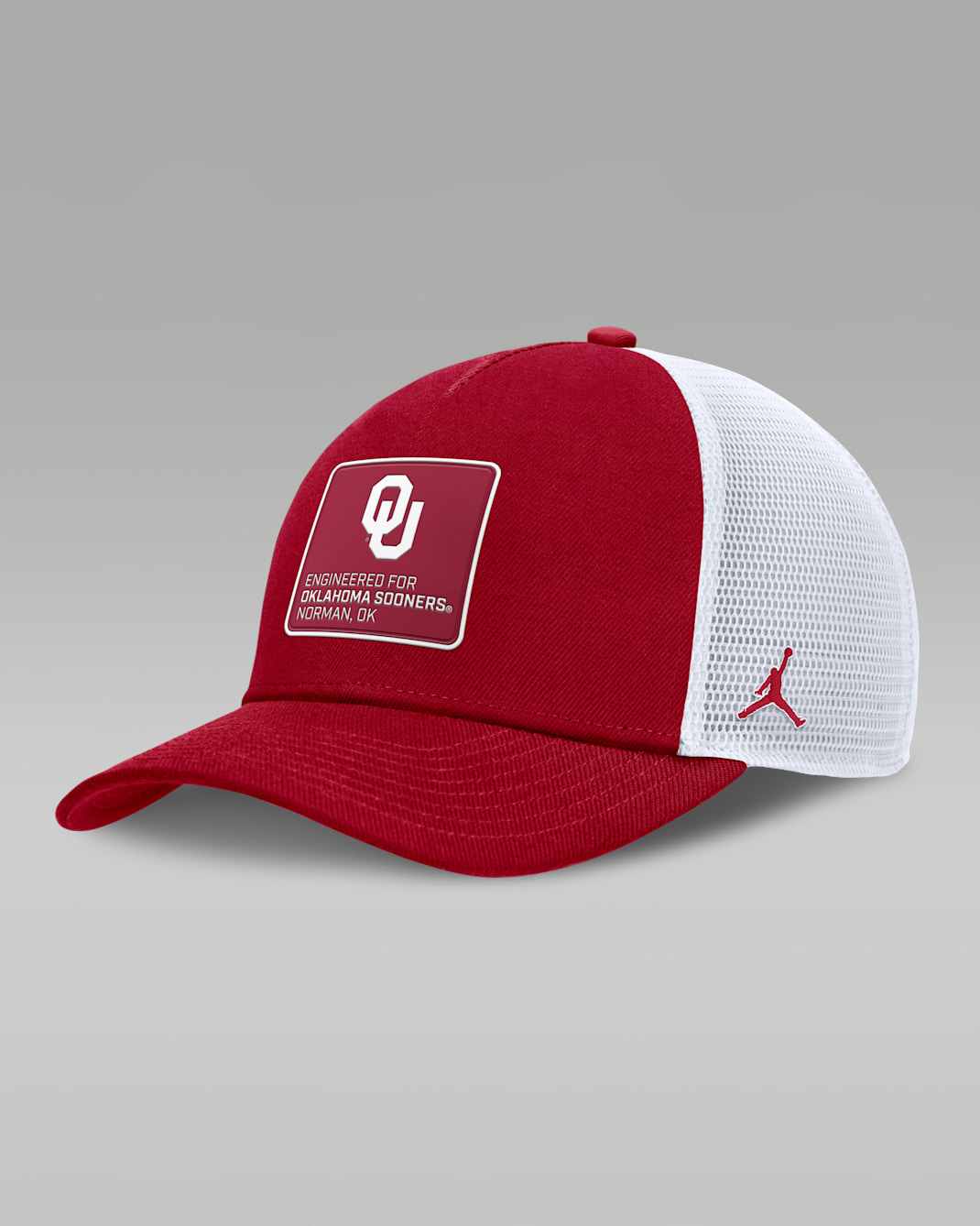 Oklahoma On-Field Rise Engineered Men's Jordan Brand College Trucker Adjustable Hat - Crimson