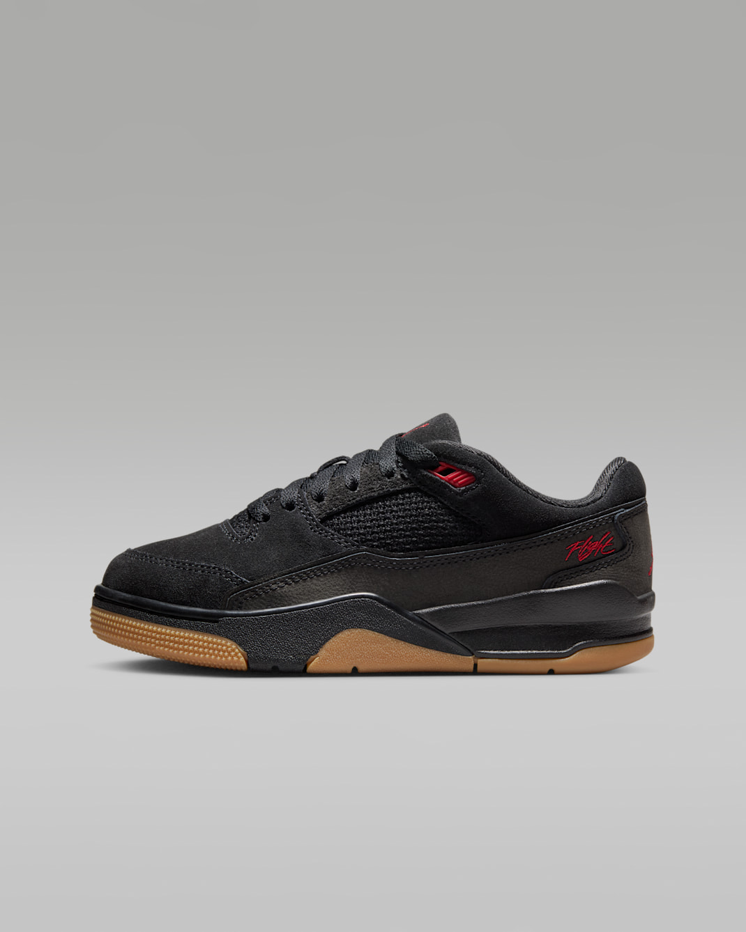 Tenis para niños grandes Jordan Flight Court - Negro/Marrón medio goma/Rojo universitario