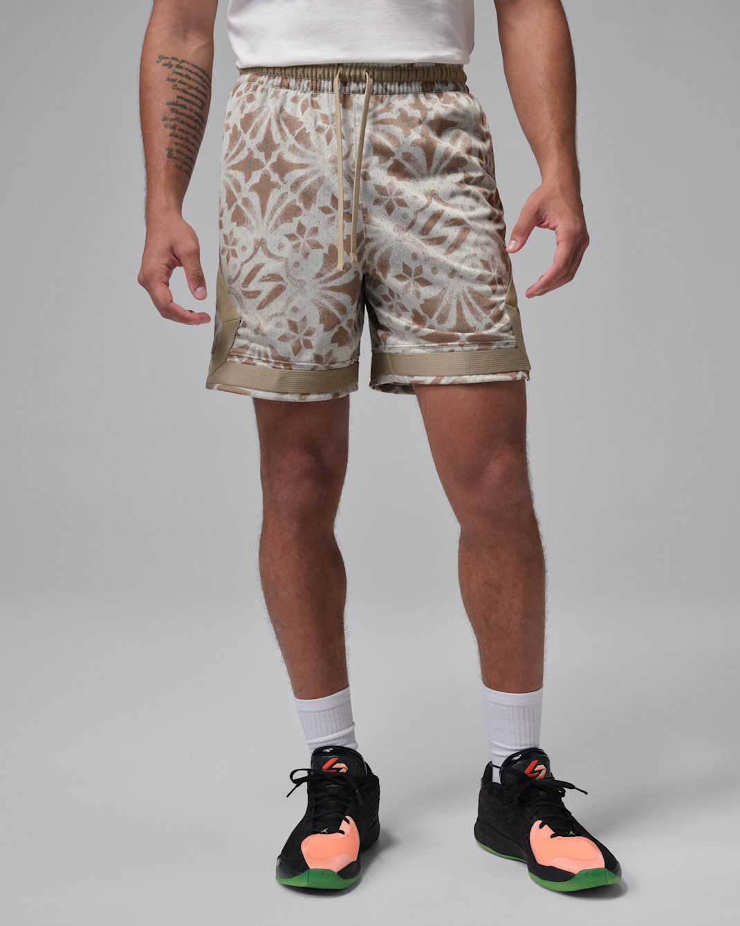 Luka Dončić Men's Dri-FIT Diamond Shorts - Khaki/Varsity Red