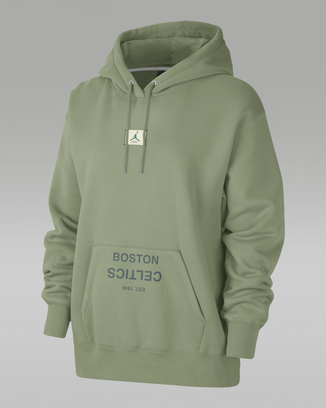 Boston Celtics Flight Fleece Women's Jordan NBA Satin-Lined Pullover Hoodie - Oil Green/Vintage Green