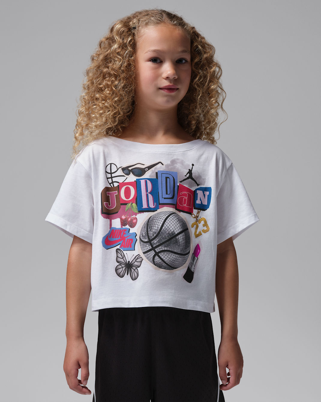 Playera Air con collage para niños talla pequeña Jordan - Blanco