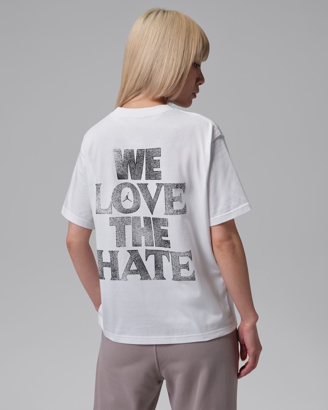 조던 스포츠 여성 드라이 핏 그래픽 티셔츠 - 화이트/올리브 그레이