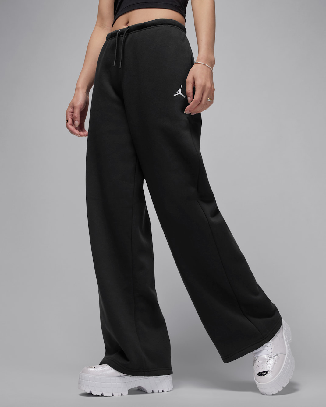 Jordan Brooklyn Fleece Women's Open-Hem Trousers - Black/White