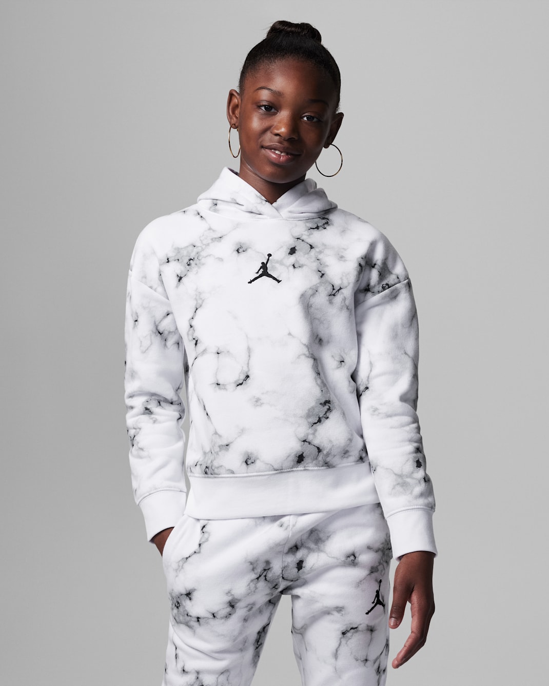 Jordan Essentials Printed Pullover Hoodie Big Kids Hoodie - White