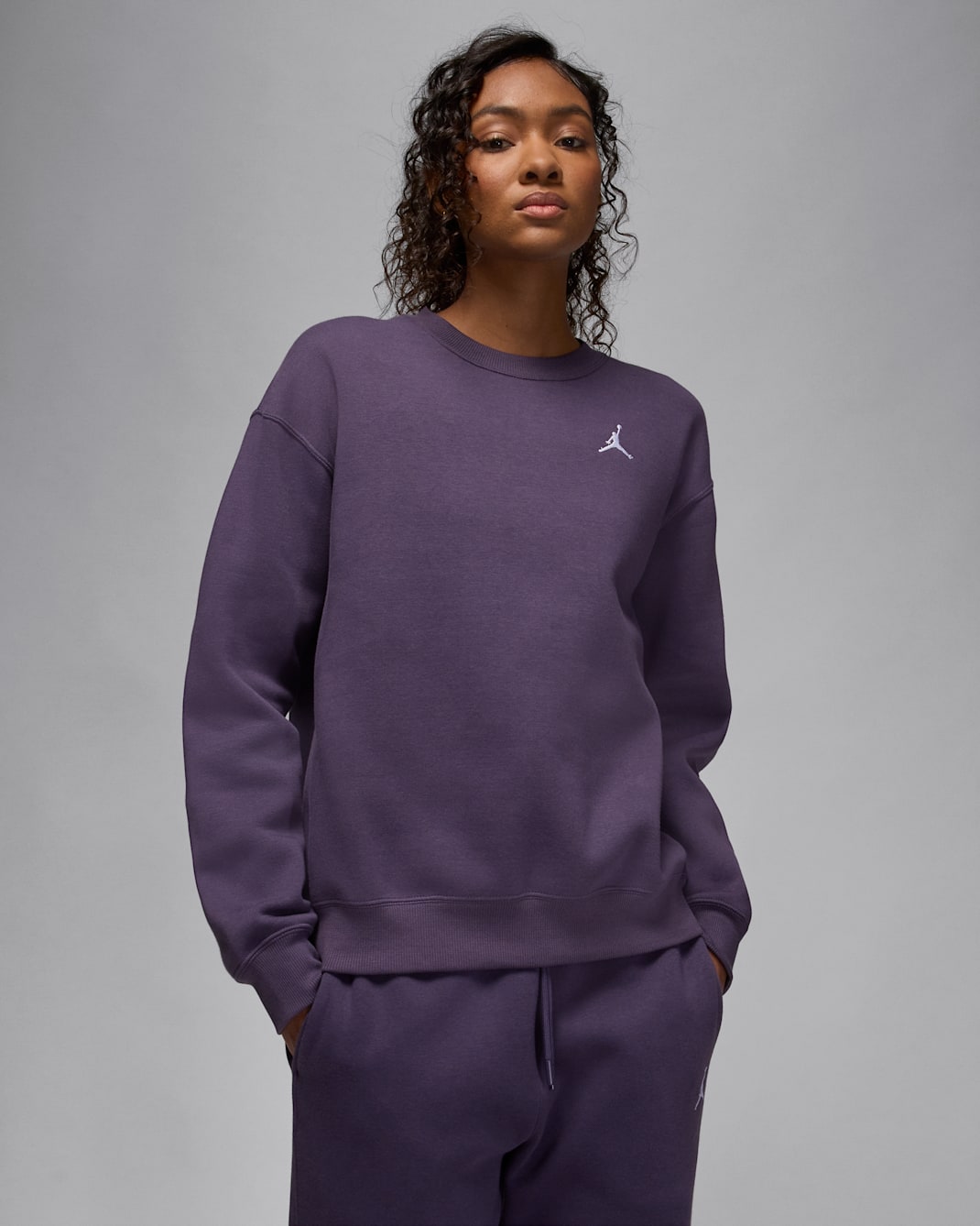 Jordan Brooklyn Fleece Dessuadora de coll rodó - Dona - Dark Raisin/Blanc