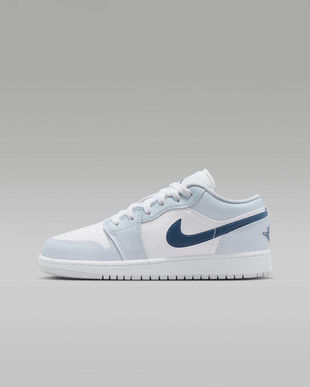 Air Jordan 1 Low Big Kids' Shoes - White/Aura/Squadron Blue