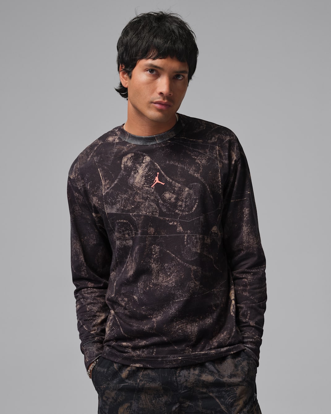 조던 브루클린 남성 긴팔 티셔츠 - 블랙