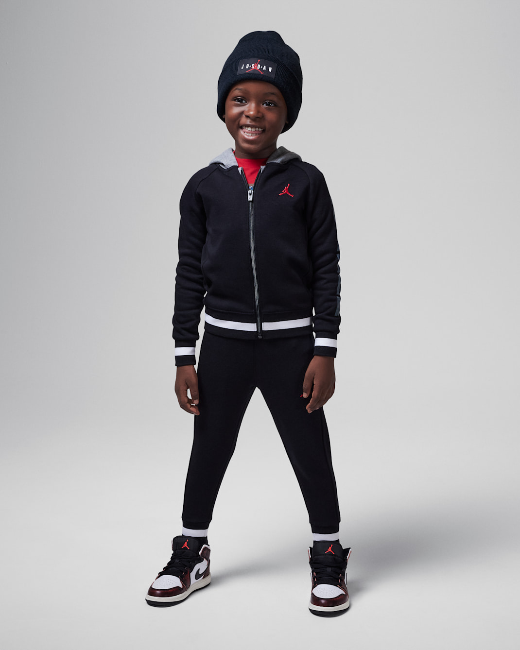 Jordan Toddler 2-Piece Blocked and Ribbed Full-Zip Set - Black