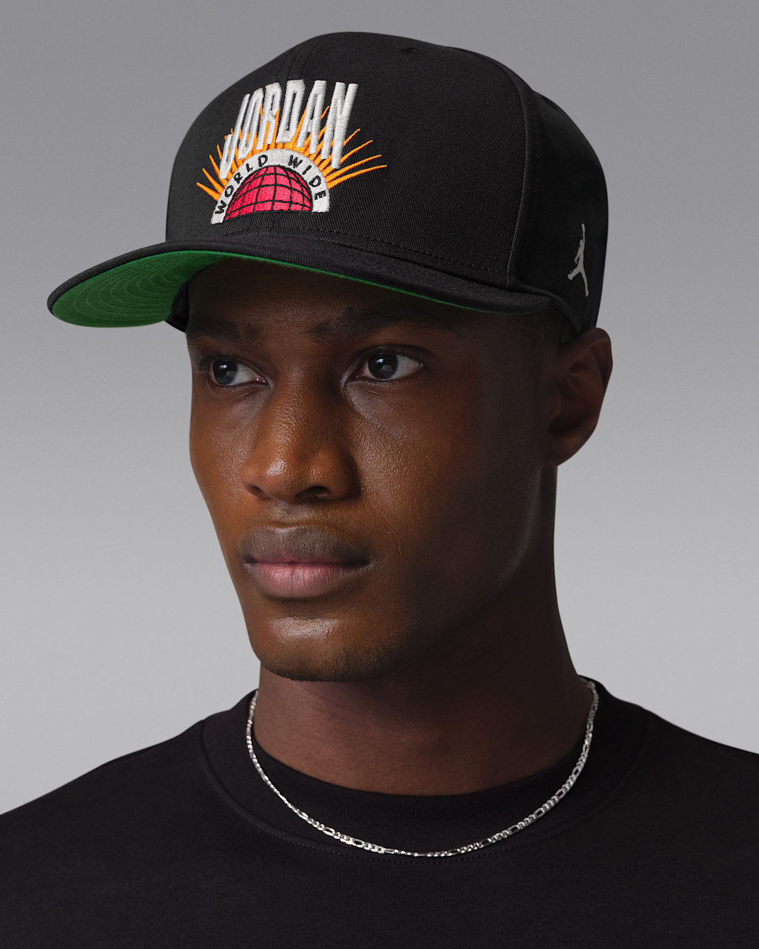 Jordan Essentials Pro Structured Flat Bill Hat - Black/Kelly Green/Sail