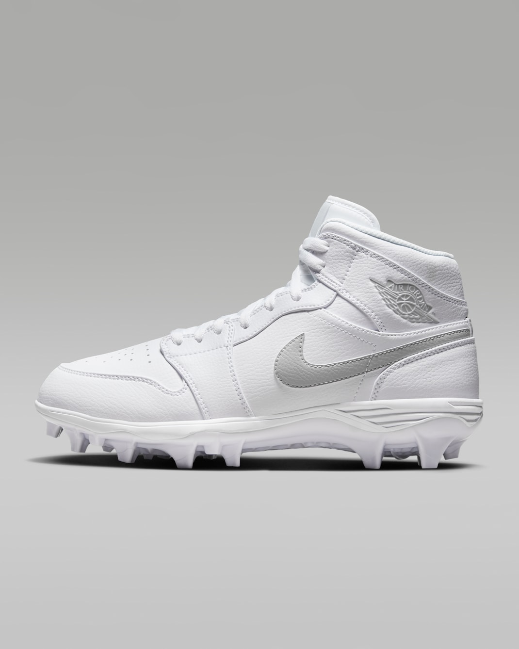 Jordan 1 Mid TD Men's Football Cleat - White/White/Grey Fog