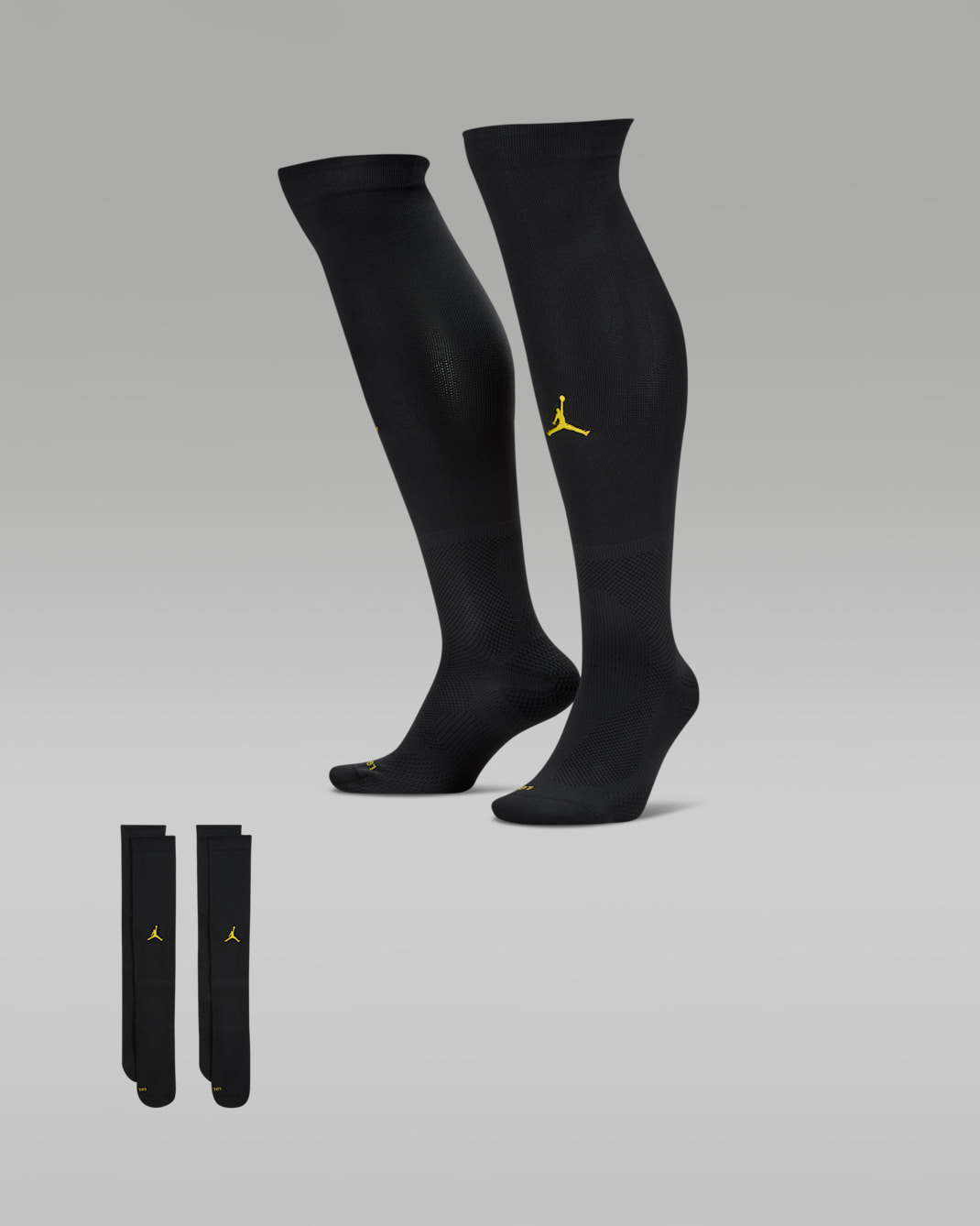 브라질 베이퍼패스트 어웨이 조던 드라이 핏 ADV 축구 니하이 삭스 - 블랙/투어 옐로우