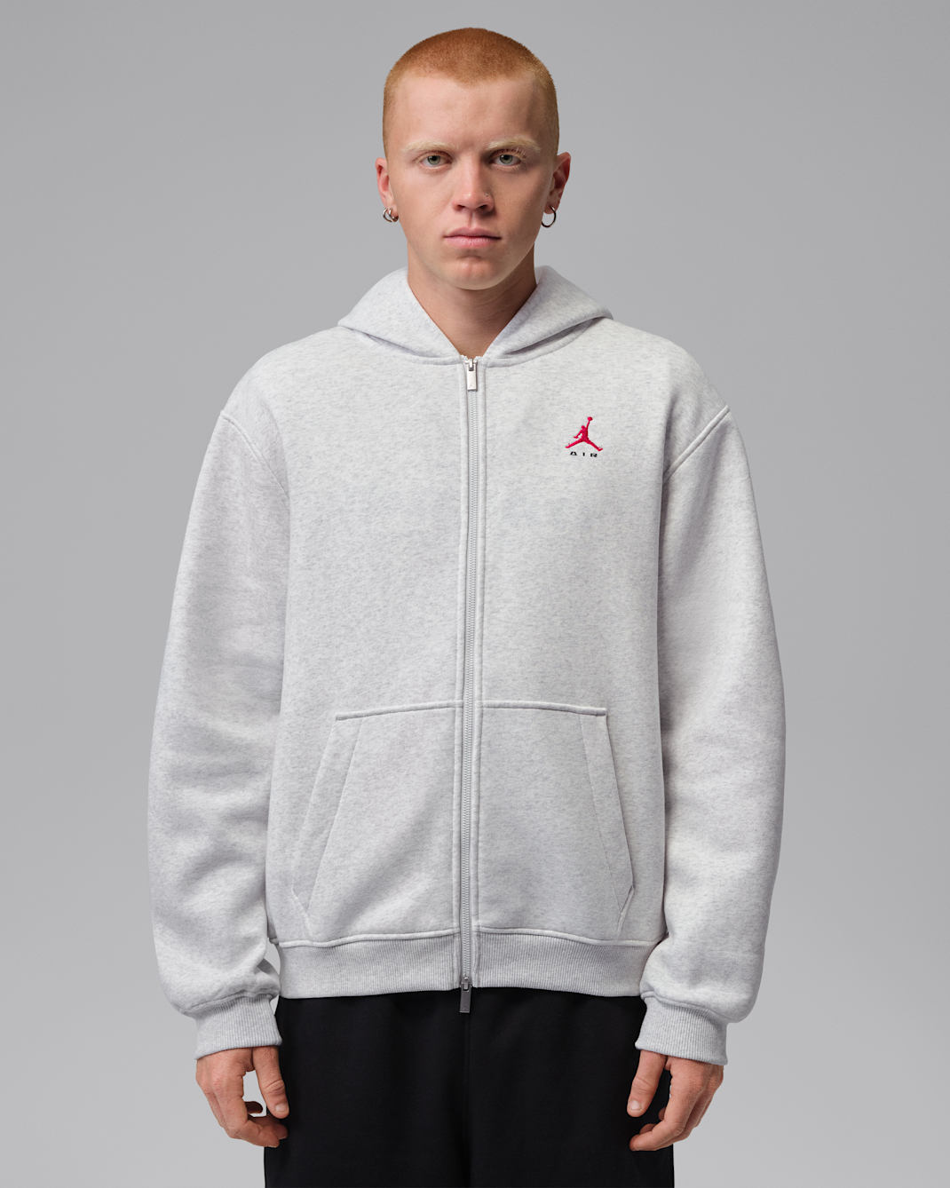 Sweat à capuche et zip Jordan Brooklyn pour homme - Neutral Grey/Heather/University Red
